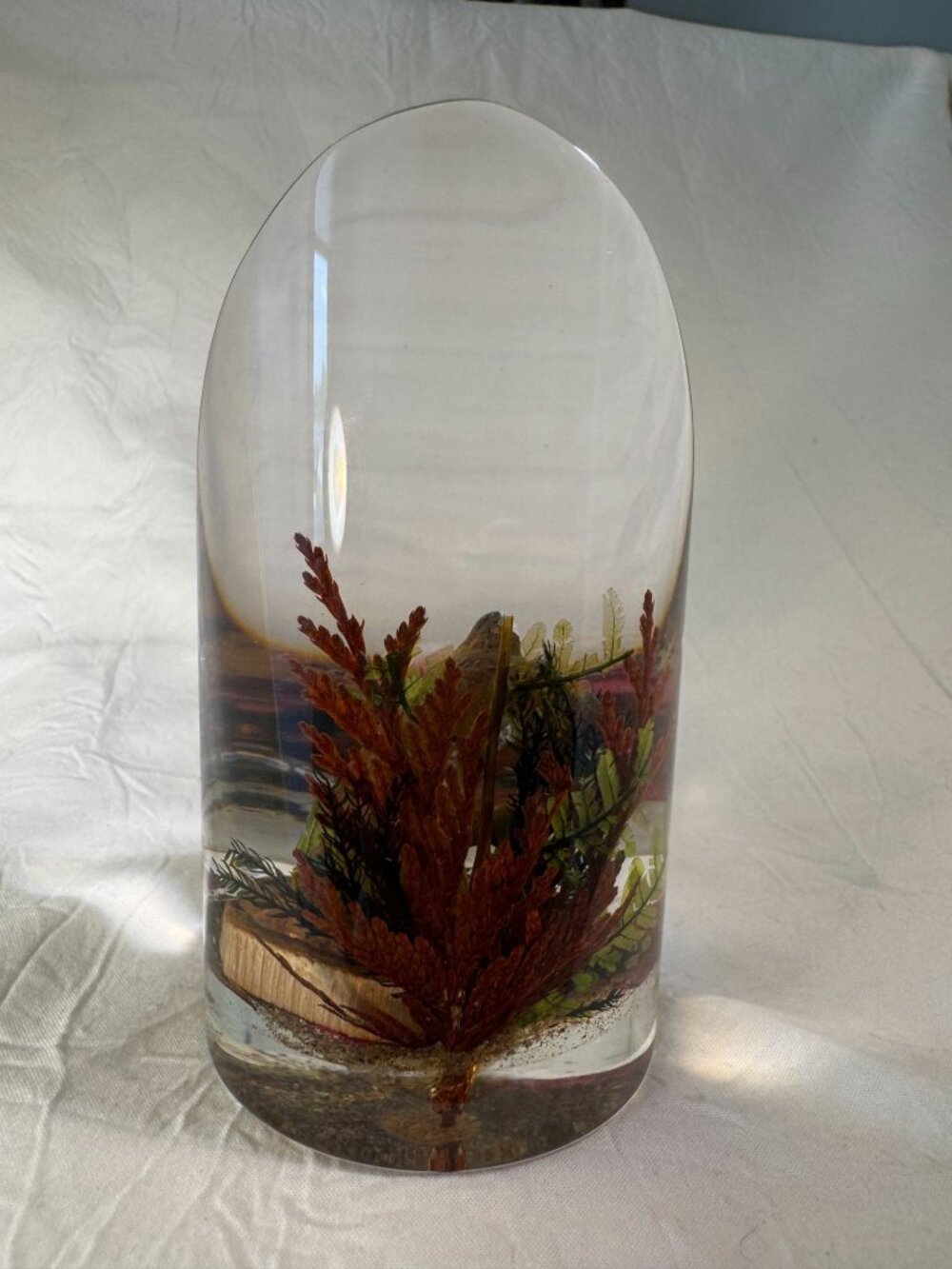 Vintage Lucite Paperweight Woodland Fox Hand-Painted Encased Art Decor Canada - Picture 3 of 8